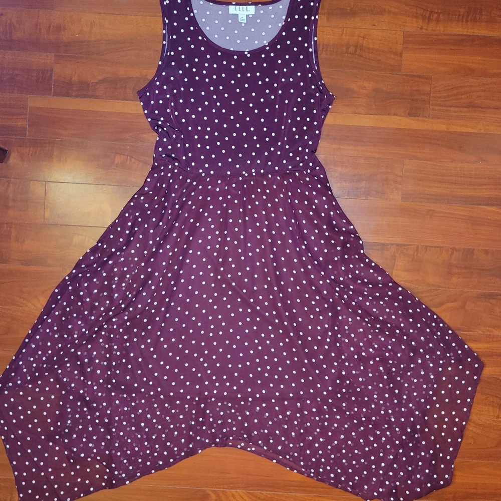 Elle maroon polka dot dress Medium